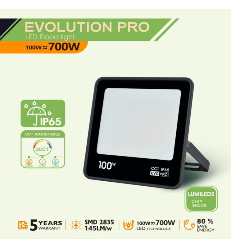 100W EVO PRO LED Floodlight with LUMILEDS Chip 3 CCT - Flood & Spot Lights - Floodlights