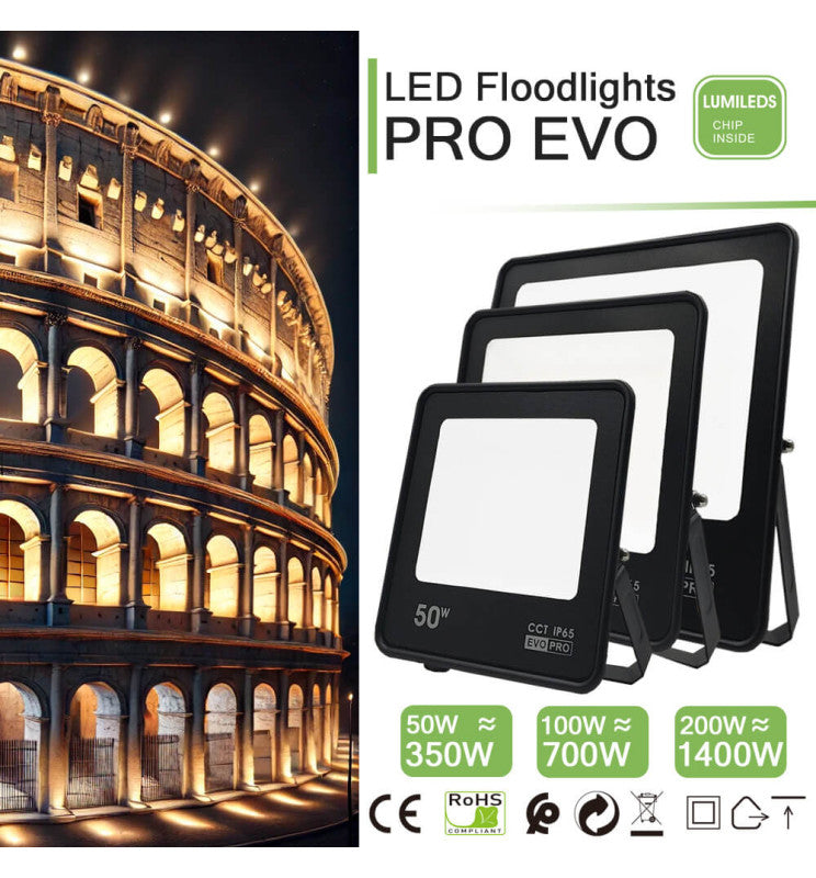 100W EVO PRO LED Floodlight with LUMILEDS Chip 3 CCT - Flood & Spot Lights - Floodlights