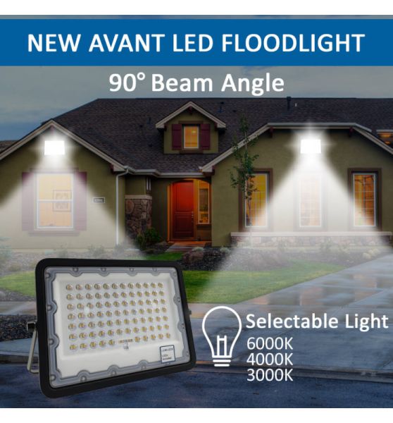 100W NEW AVANT LED Floodlight Black 3 CCT - Flood & Spot Lights - Floodlights