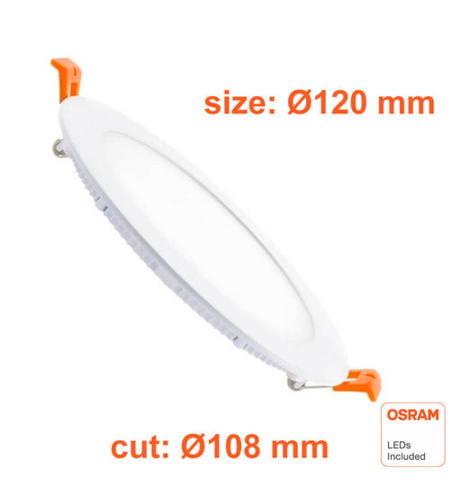 10W Round Slim LED Downlight with OSRAM Chip 3CCT Cut-out 108mm - Ceiling Light Fixtures - Panels