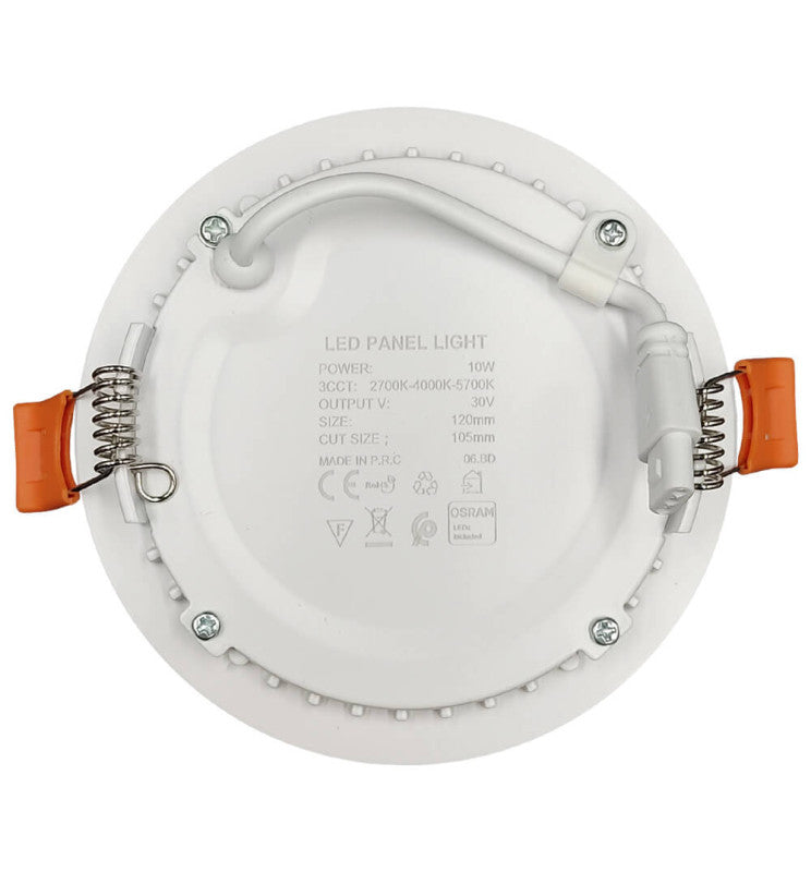 10W Round Slim LED Downlight with OSRAM Chip 3CCT Cut-out 108mm - Ceiling Light Fixtures - Panels