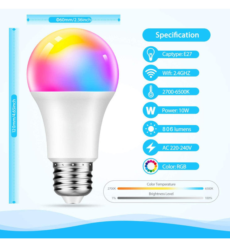 10W Smart WiFi E27 Bulb - E27 Smart - Ledex Lighting UK
