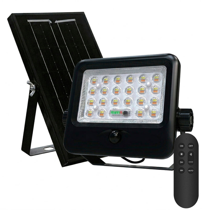 1200Lm Solar LED EcoLite Floodlight 3CCT PIR Sensor + Remote Control IP65