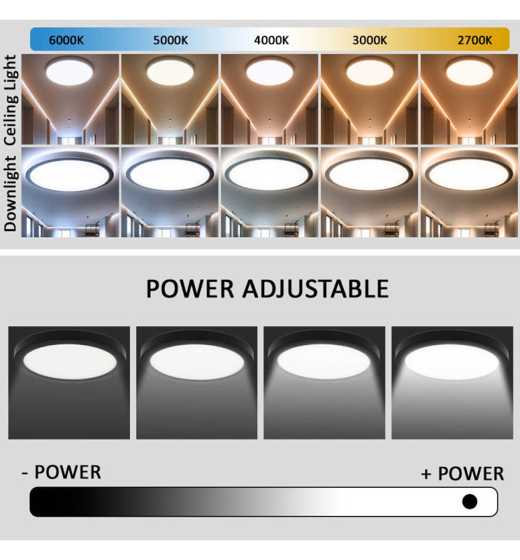 12W to 6W Adjustable Power BONN LED Downlight Black 5 CCT - Ceiling Light Fixtures - Bulkheads