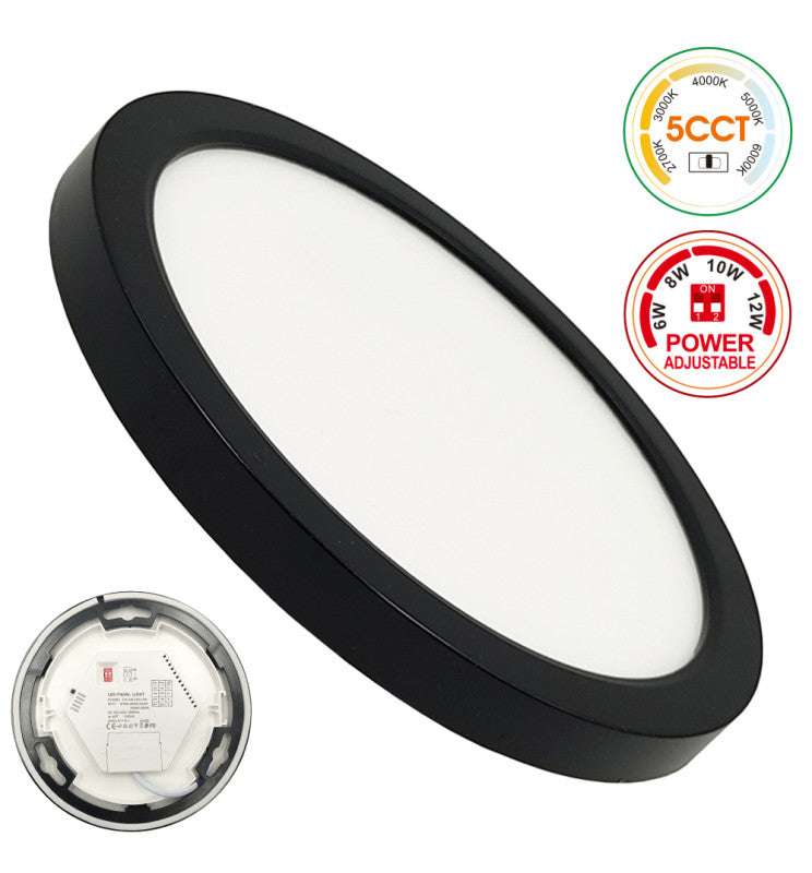 12W to 6W Adjustable Power BONN LED Downlight Black 5 CCT - Ceiling Light Fixtures - Bulkheads