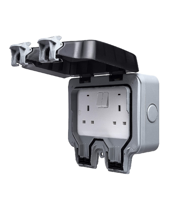 13A Waterproof Twin BS Sockets With Switch - Sockets - Ledex Lighting UK