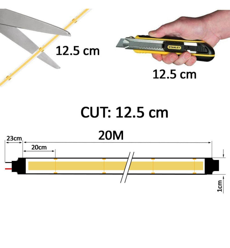 14W Dimmable COB LED Strip 20m IP67 - Light Ropes & Strings - Strip Lights