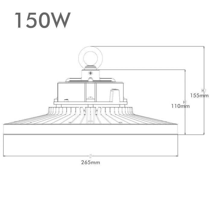 150W Dimmable SHARK LED High Bay UFO with OSRAM Chip 4000K - LED High