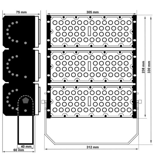 150W LED Floodlight MAGNUM with OSRAM Chips 180Lm/W 90º 4000K