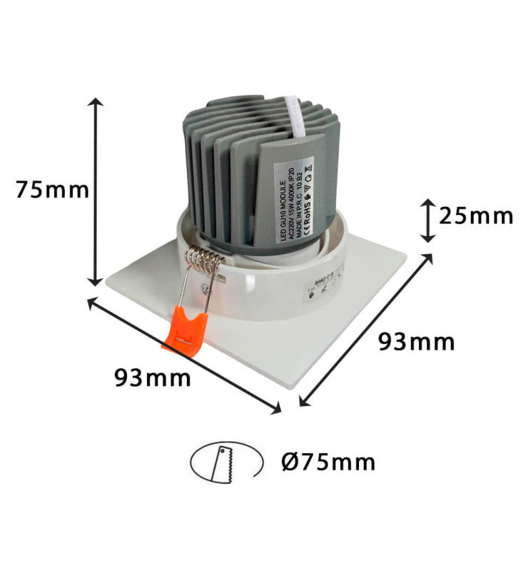 15W Recessed Adjustable LED Downlight in White UGR13 CRI92 - Lighting - Downlights