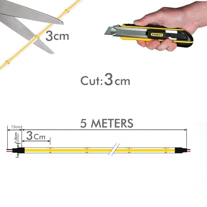 5m Self-adhesive 24V COB LED Strip 512LED/m 5700K - LED Strip