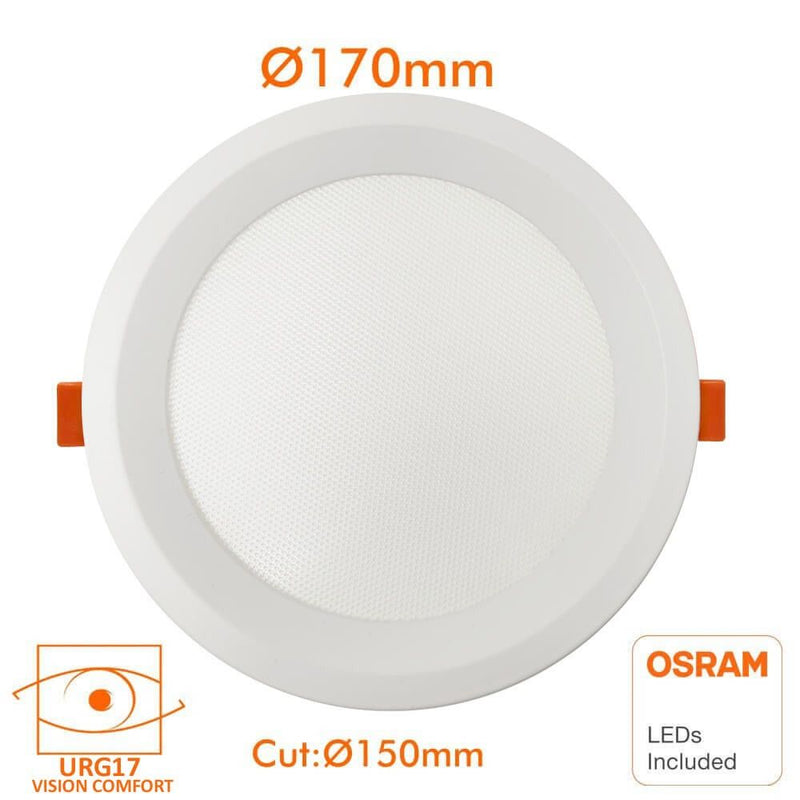 16W Round LED Downlight with OSRAM Chip UGR17 3 CCT - Ceiling Light Fixtures - Downlights