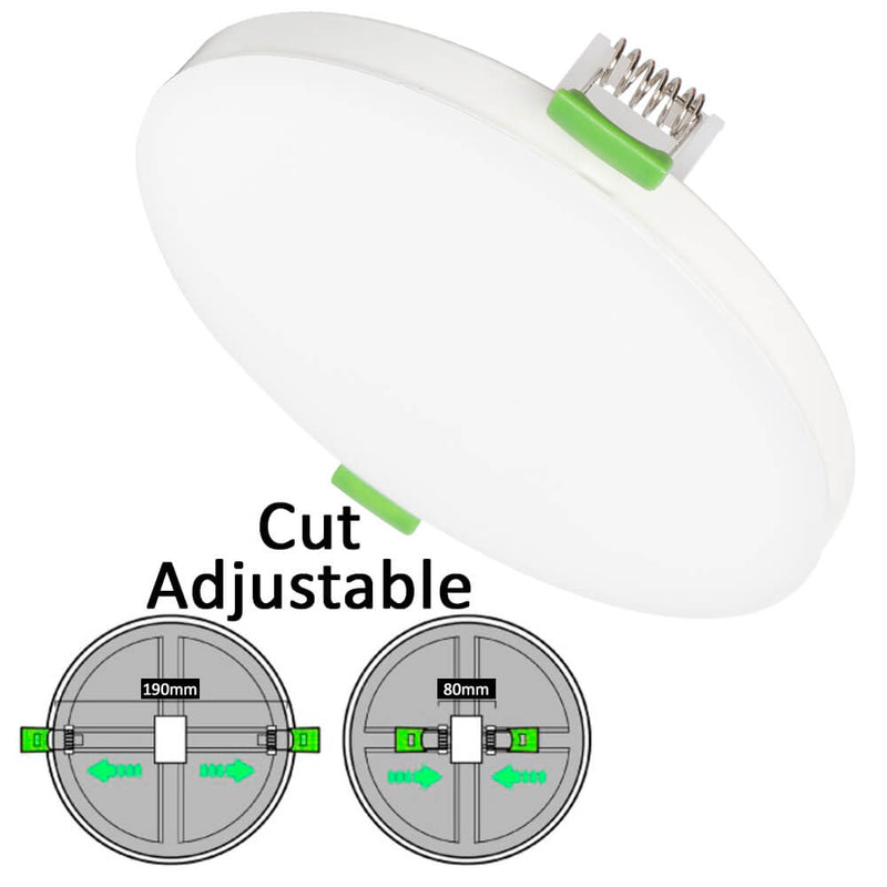 16W/20W/24W Selectable LED Downlight Frameless Adjustable Cut out 80-190mm 4CCT IP20