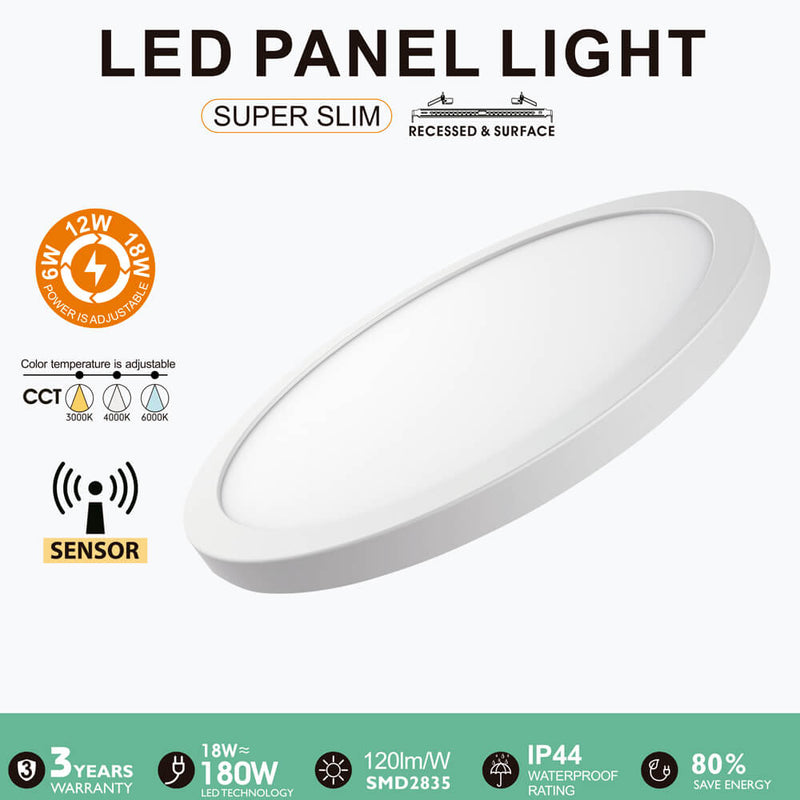 18W-12W-6W Circular LED Ceiling Light NEW MOSS with Motion Sensor 3CCT IP44