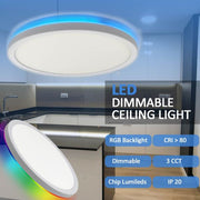 18W LED Ceiling Light with Remote Control RGB CCT - Ceiling Light Fixtures - Downlights