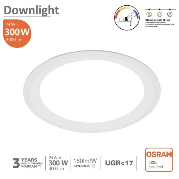 18W 20W 22W 24W Round LED Downlight with OSRAM Chip UGR17 - Ceiling Light Fixtures - Downlights