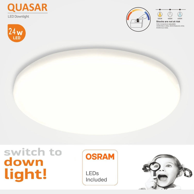 18W Frameless QUASAR LED Downlight with OSRAM Chip 3 CCT - LED ceiling lighting