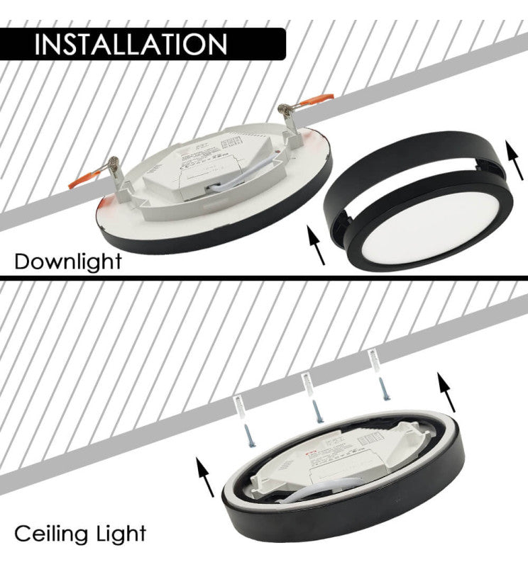 18W to 12W Adjustable Power BONN LED Downlight Black 5 CCT - Ceiling Light Fixtures - Bulkheads