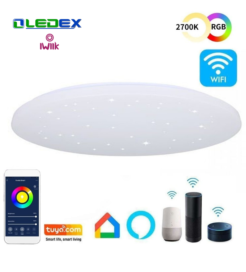 18W Dimmable Smart WiFi LED Ceiling Light with Star Effect RGB 2 CCT ...