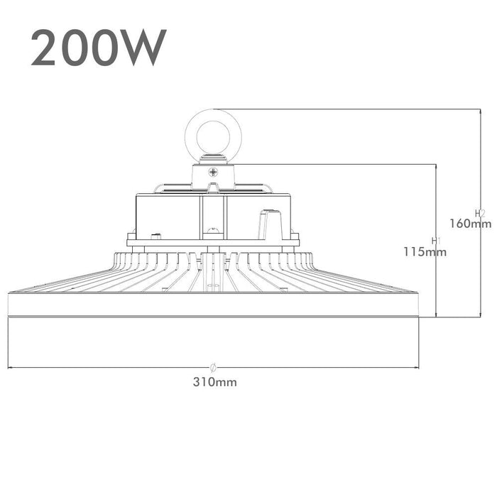 200W Dimmable LED High Bay UFO SHARK with OSRAM Chip IP65 - LED high