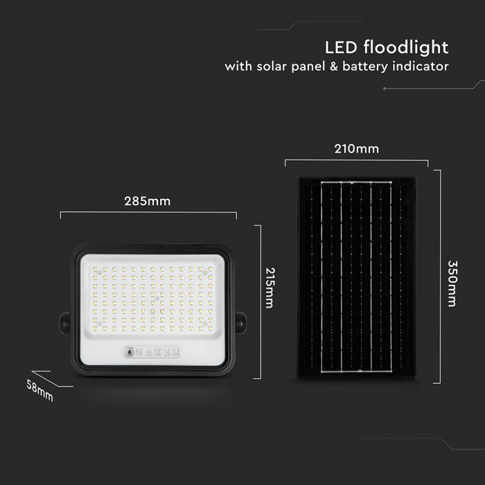 200W LED Solar Floodlight with Battery Indicator 7CCT IP65