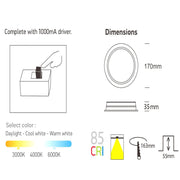 20W AROSA LED Downlight with OSRAM Chip 3 CCT - Ceiling Light Fixtures - Downlights