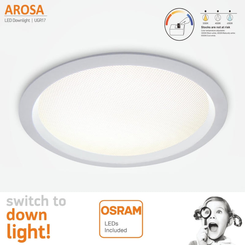 20W AROSA LED Downlight with OSRAM Chip 3 CCT - Ceiling Light Fixtures - Downlights