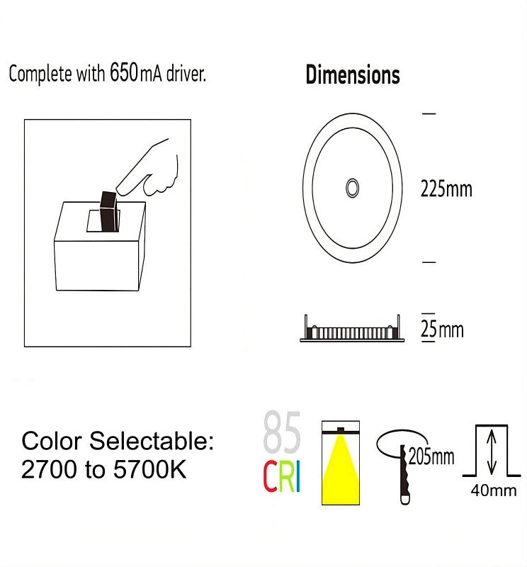 18W 20W 22W 24W Round LED Downlight with Motion Sensor Cut-out 200mm 4 CCT