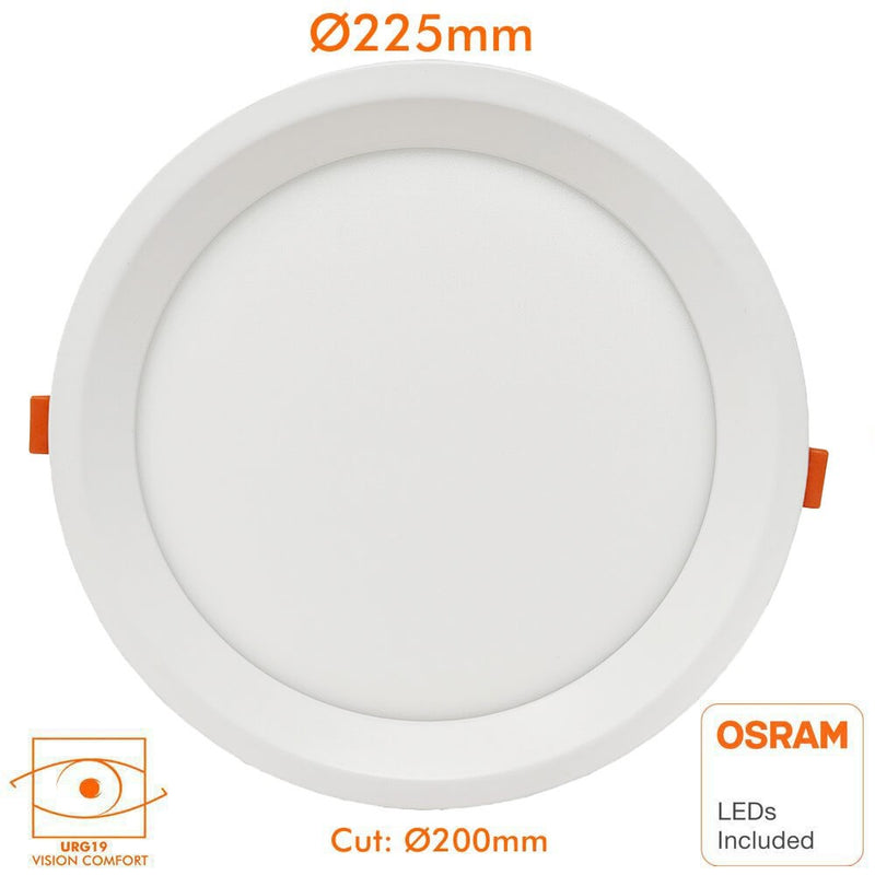 20W Round LED Downlight with OSRAM Chip UGR19 3 CCT - Ceiling Light Fixtures - Downlights