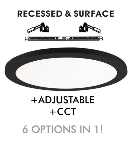 24W ASKIM Recessed or Surface LED Downlight with 3 CCT Black - ceiling lighting