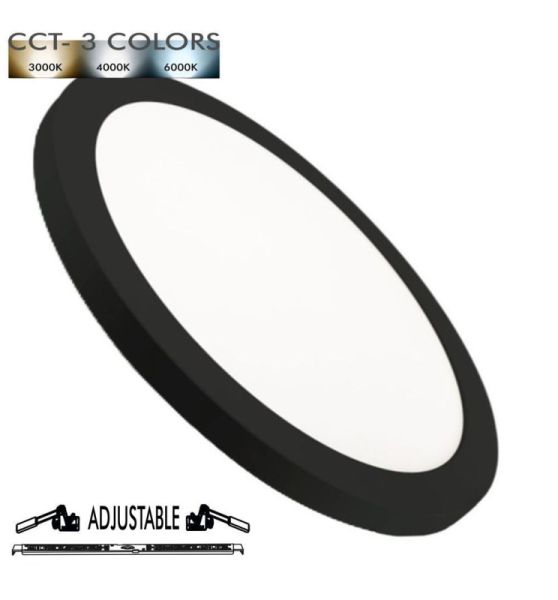 24W ASKIM Recessed or Surface LED Downlight with 3 CCT Black - ceiling lighting