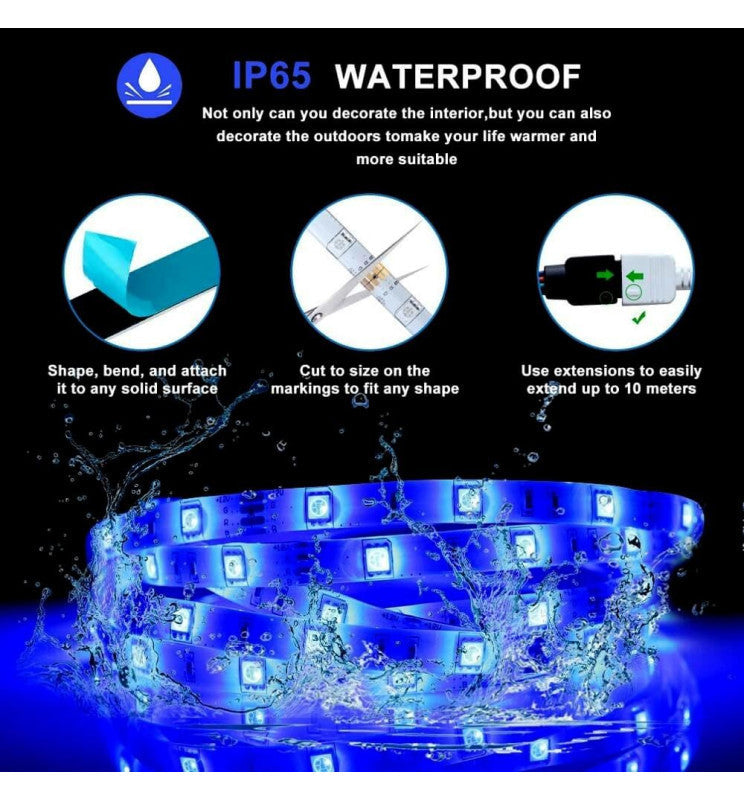 24W Dimmable Smart WiFi LED Strip 5m 12V with Remote Control - Light Ropes & Strings - Strip Lights