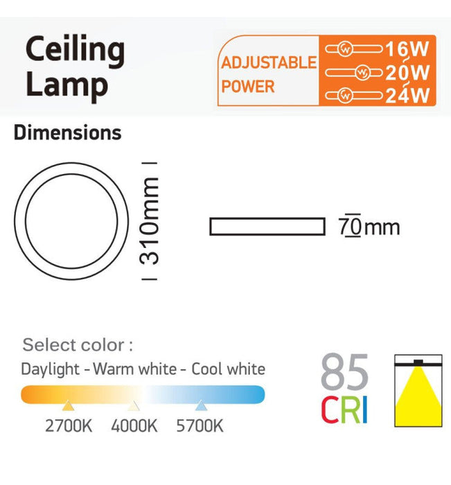 24W,20W,16W Round surface ceiling light - CCT LED lighting