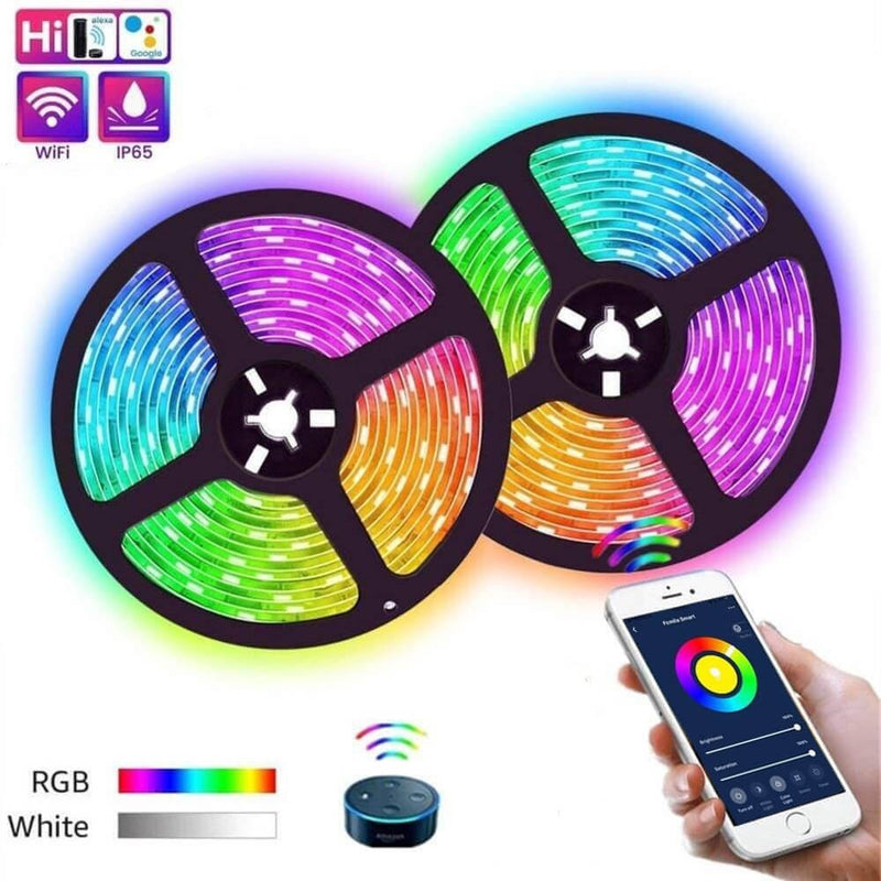 24W Dimmable Smart WiFi LED Strip 5m 12V with Remote Control - Light Ropes & Strings - Strip Lights