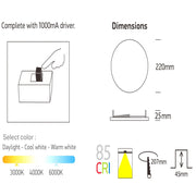 24W Frameless QUASAR LED Downlight with OSRAM Chip 3 CCT - Ceiling Light Fixtures - Downlights