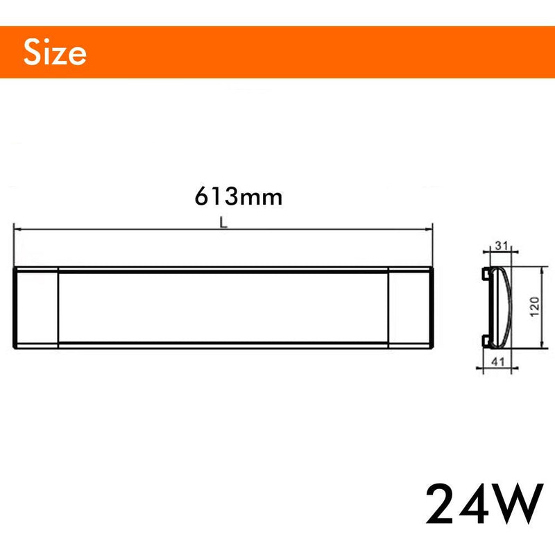24W Integrated LED Batten Light 60cm with OSRAM Chip 3 CCT - Ceiling Light Fixtures - Battens