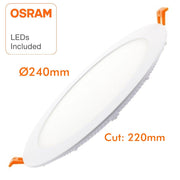 24W Slim Circular Recessed LED Downlight with OSRAM Chip 4000K - LED Downlight