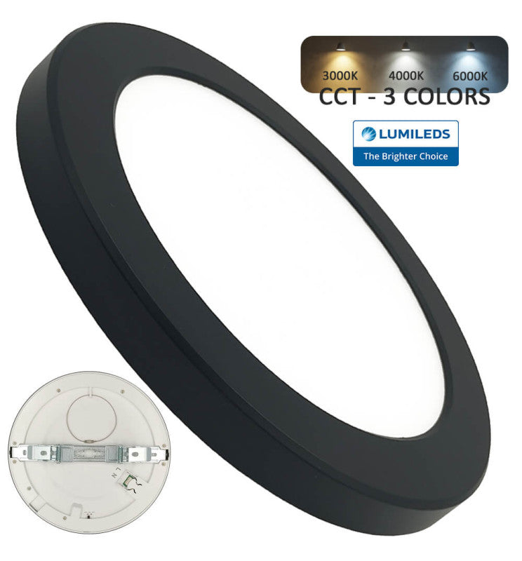 24W Round MOSS LED Ceiling Light BLACK with Adjustable Cut Out 3 CCT - Ceiling Light Fixtures - Panels
