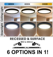 24W Round MOSS LED Ceiling Light BLACK with Adjustable Cut Out 3 CCT - Ceiling Light Fixtures - Panels