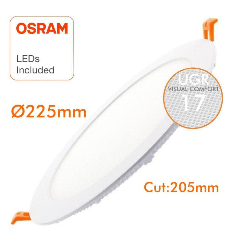 24W Slim Circular Recessed LED Downlight OSRAM Chip 4000K Cut-out 205mm
