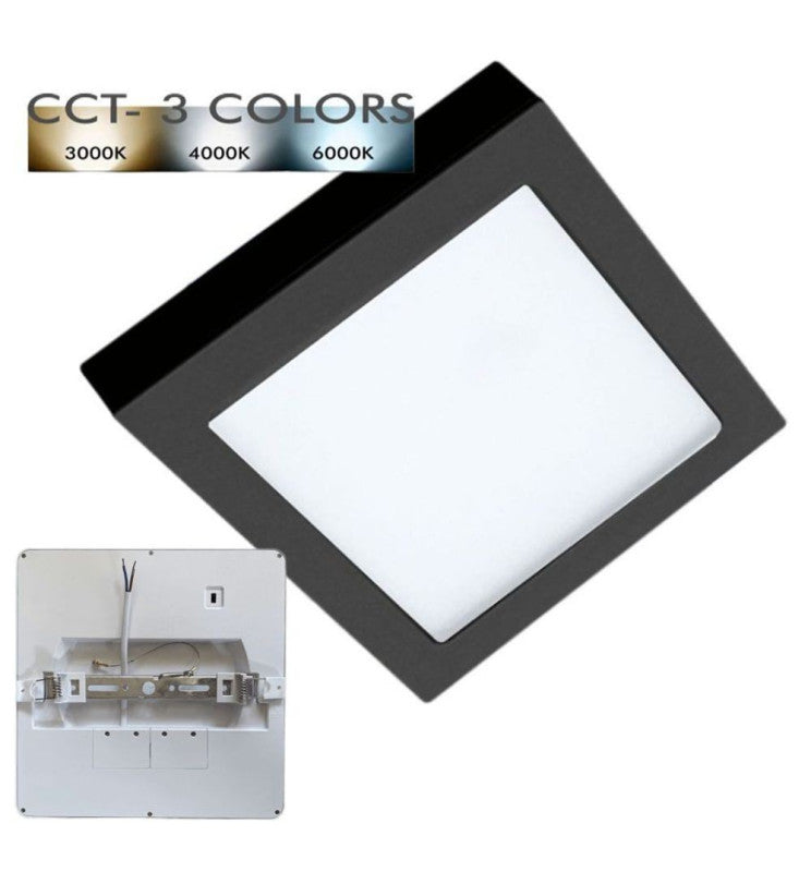 24W Square MOSS LED Ceiling Light in Black 3 CCT with Adjustable Cut-Out - Ceiling Light Fixtures - Downlights