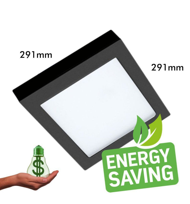 24W Square MOSS LED Ceiling Light in Black 3 CCT with Adjustable Cut-Out - Ceiling Light Fixtures - Downlights