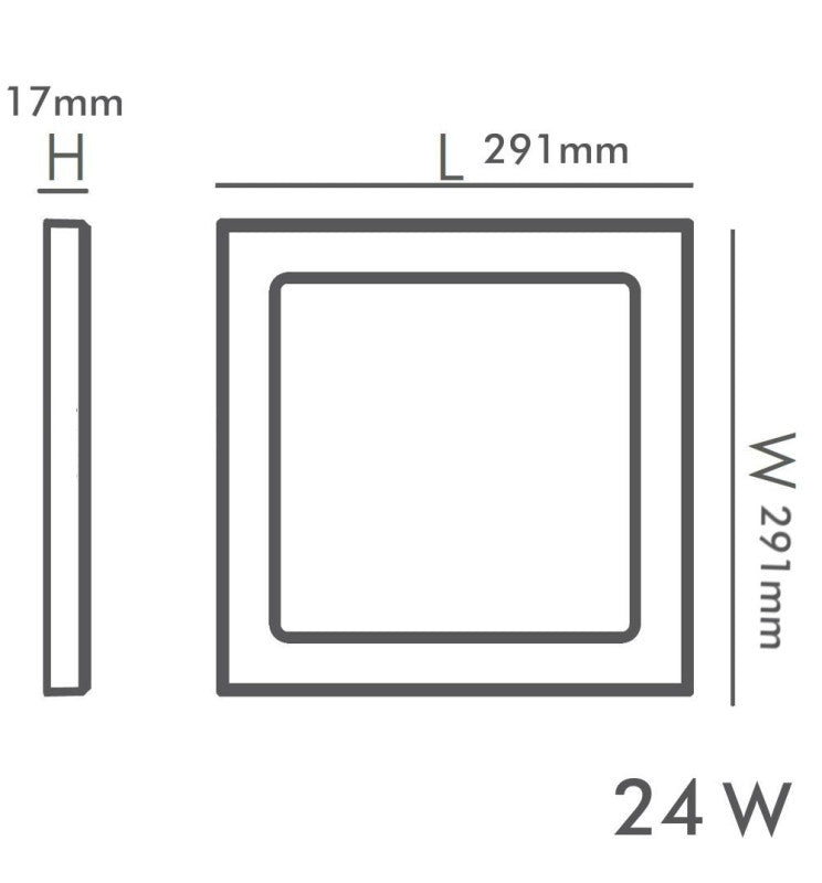 24W Square MOSS LED Ceiling Light in Black 3 CCT with Adjustable Cut-Out - Ceiling Light Fixtures - Downlights