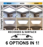 24W Square MOSS LED Ceiling Light in White 3 CCT with Adjustable Cut-Out - Ceiling Light Fixtures - Downlights