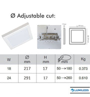 24W Square MOSS LED Ceiling Light in White 3 CCT with Adjustable Cut-Out - Ceiling Light Fixtures - Downlights