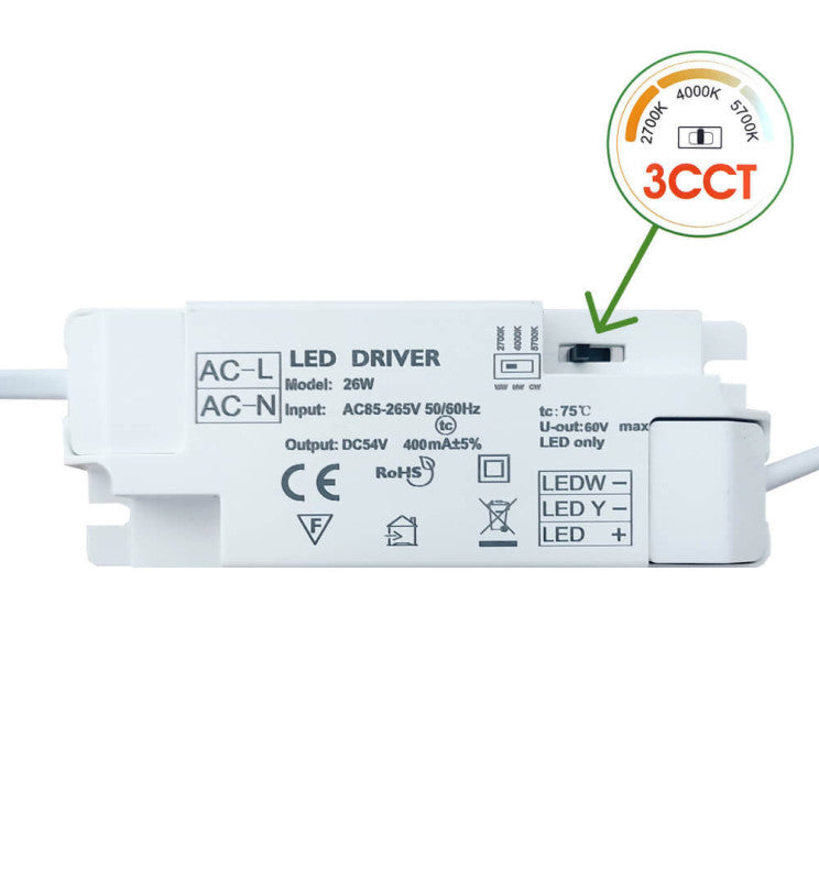 26W Slim LED Downlight with OSRAM Chip 3 CCT Cut-out 220mm - Ceiling Light Fixtures - Panels