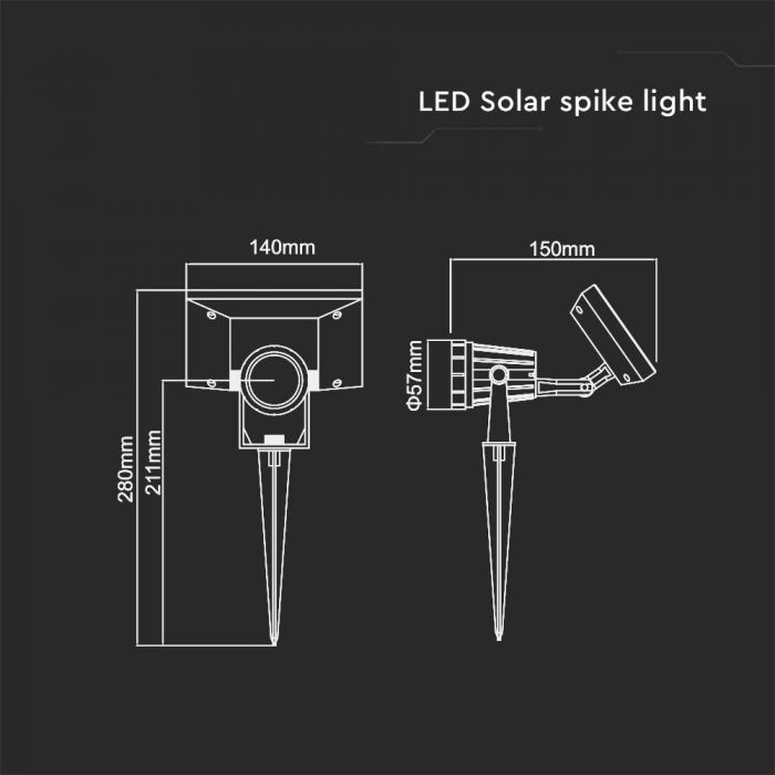 2W LED Solar spike light 4000K - Solar LED light - Ledex Lighting UK