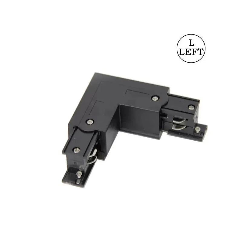 3 PHASE LEFT L rail union Black - LED Accessories - Ledex Lighting UK