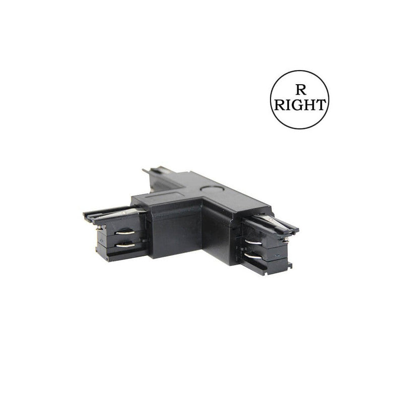 T-shaped 3 Circuit Track Light Connector in Black - LED Accessories
