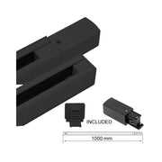 3 Phase Track Light Rail 1m in Black - Track Lighting Rails - Accessories